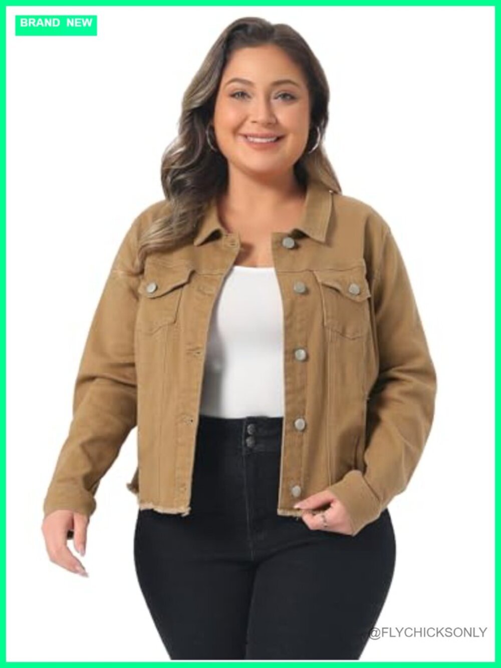 Plus Size Frayed Denim Jacket - Women's Western Jean Jacket